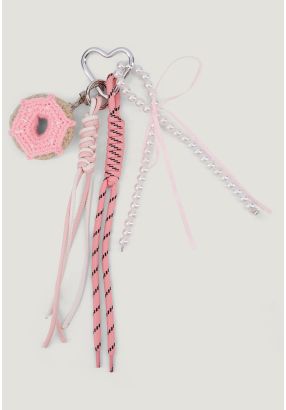 Crochet Donut Bag Charm with Pearl Details
