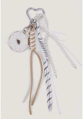 Crochet Donut Bag Charm with Pearl Details