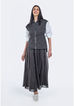 Raw-Edge Flared Skirt