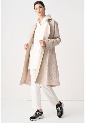 Quilted Double Breasted Midi Coat