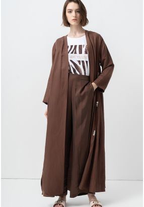 Single Tone Belted Open Abaya