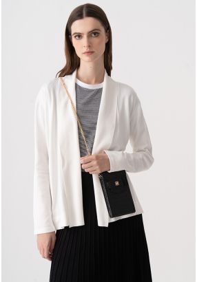Solid Knitted Open Front Cardigan
