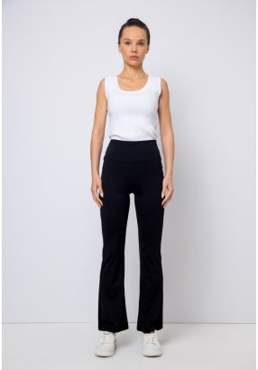 Solid Flared Leg High Waist Legging