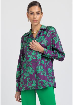 Floral Print Notched Collar Shirt
