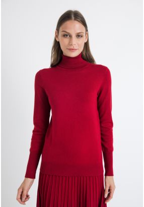 Ribbed Turtle Neckline Slim Fit Solid Basic Top