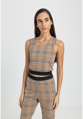 Sleeveless Check Tank Top