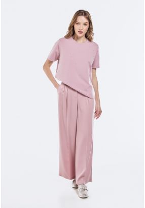 Pleated Waist Wide Leg Trousers
