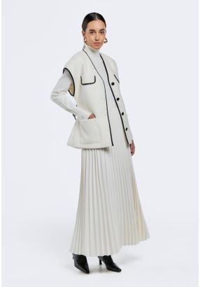 Solid Pleated Maxi Skirt