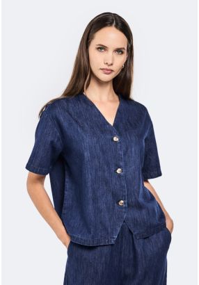Short Sleeve Denim Shirt 