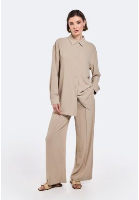 Straight Cut Crinkled Trousers