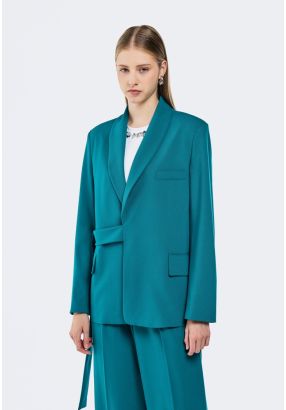 Solid Blazer With Tie Details
