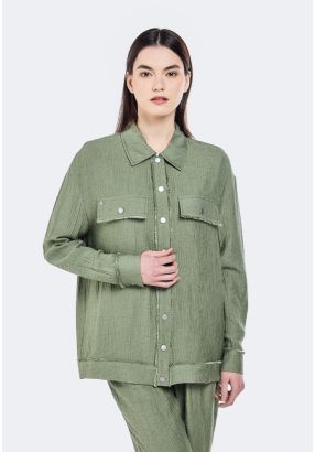 Textured Frayed Solid Shirt