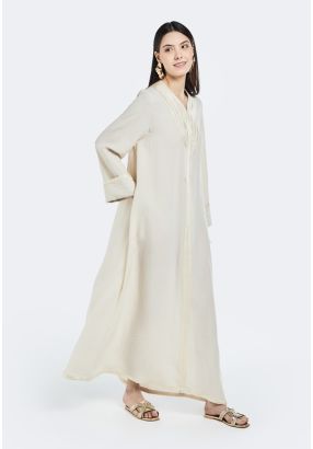 Crinkled Braided Trim Dress