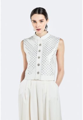 Embroidered Vest With Mirror Accents