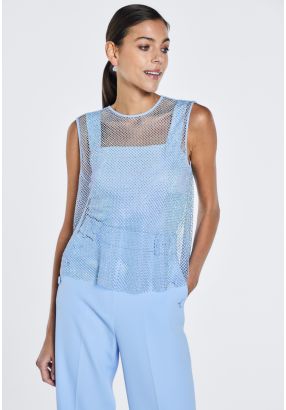 Mesh Crystal Embellished Top (2 PCS)