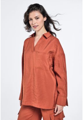 Crinkled Drop Shoulder Blouse