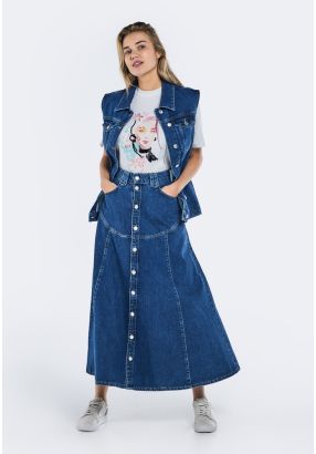 Denim Flared Skirt