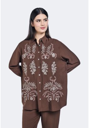 Pearl Embellished Embroidered Shirt