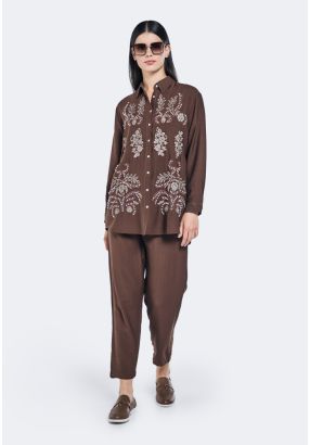 Elasticated  Waist Solid Trousers