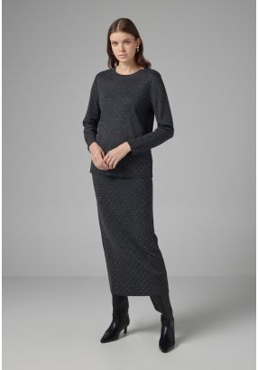 Crystal Embellished Knitted Skirt