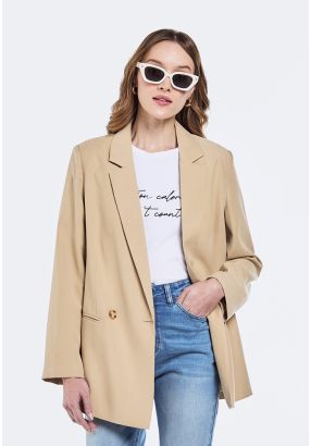 Solid Notched Collar Blazer