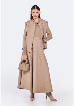 Solid Quilted Flared Skirt