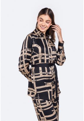 Regular Fit Belt Print Shirt
