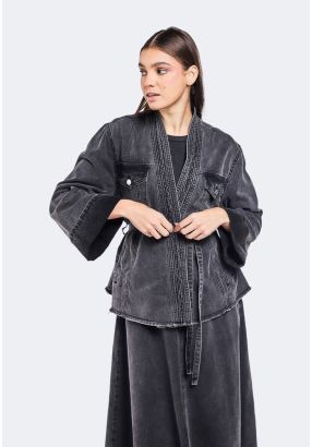 Belted Denim Kimono