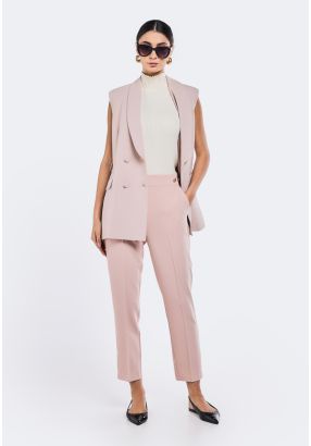 Button Embellished Elasticated Waist Trousers