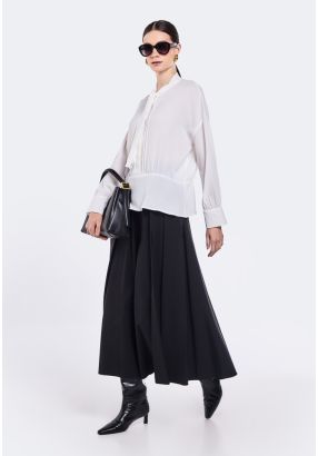 Solid Pleated Maxi Skirt