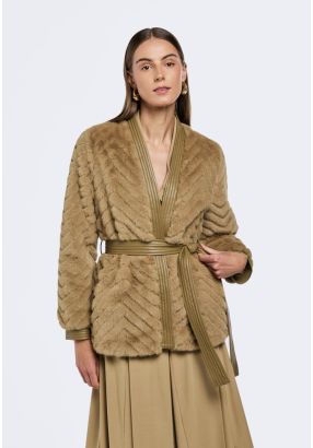 Belted Faux Fur Jacket 