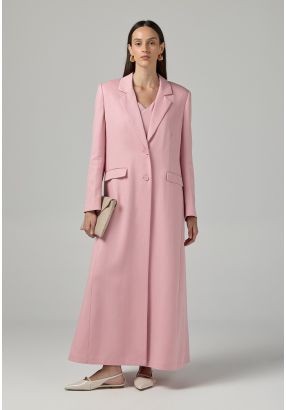 Solid Notched Collar Abaya