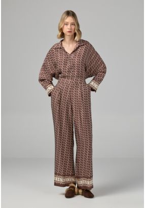 Monogram Print Pleated Trousers