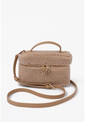 Shearling Top Handle Shoulder Bag