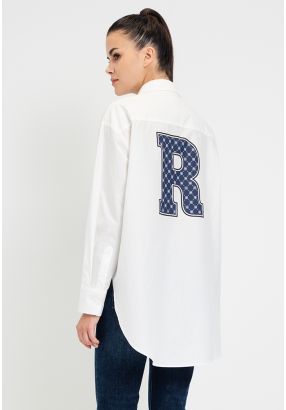 Back Letter Motif Oversized Shirt