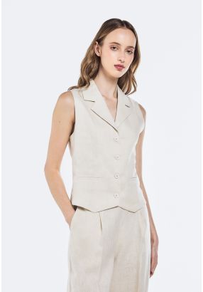 Single Breasted Asymmetrical Hem Vest