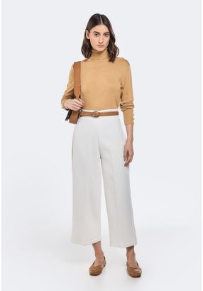High Waist Wide Leg Solid Trouser