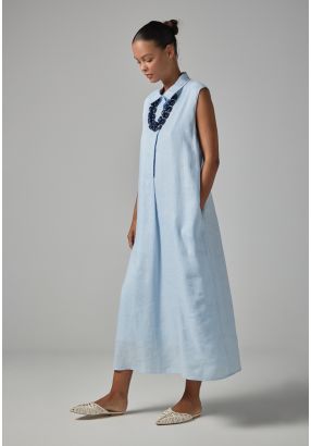 Solid Sleeveless Flared Dress