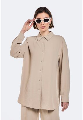 Crinkled Back Button Embellished Shirt