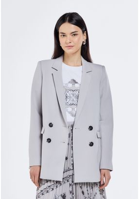 Solid Double Breasted Blazer