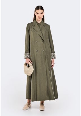 Embroidered Double Breasted Blazer Abaya