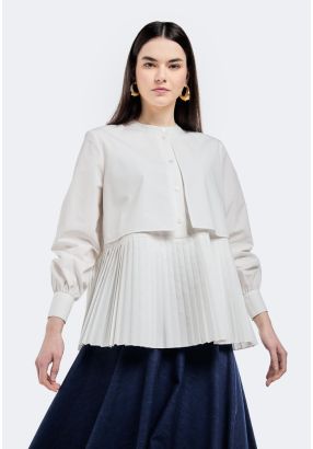 Solid Pleated Hem Shirt