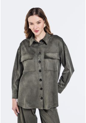Flap Pocket Suede Shirt