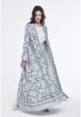 Chain Print Belted Abaya