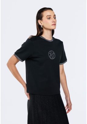 Embroidered T-Shirt With Contrast Panels