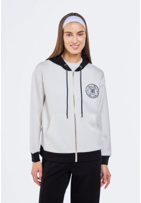 Contrast Zip Up Sweatshirt