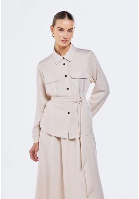 Flap Pocket Belted Shirt