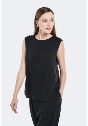 Solid Crinkled Sleeveless Top