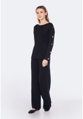 Knitted Button Embellished Trousers