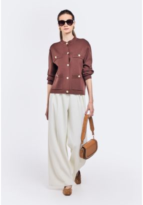 Solid High Waist Trousers